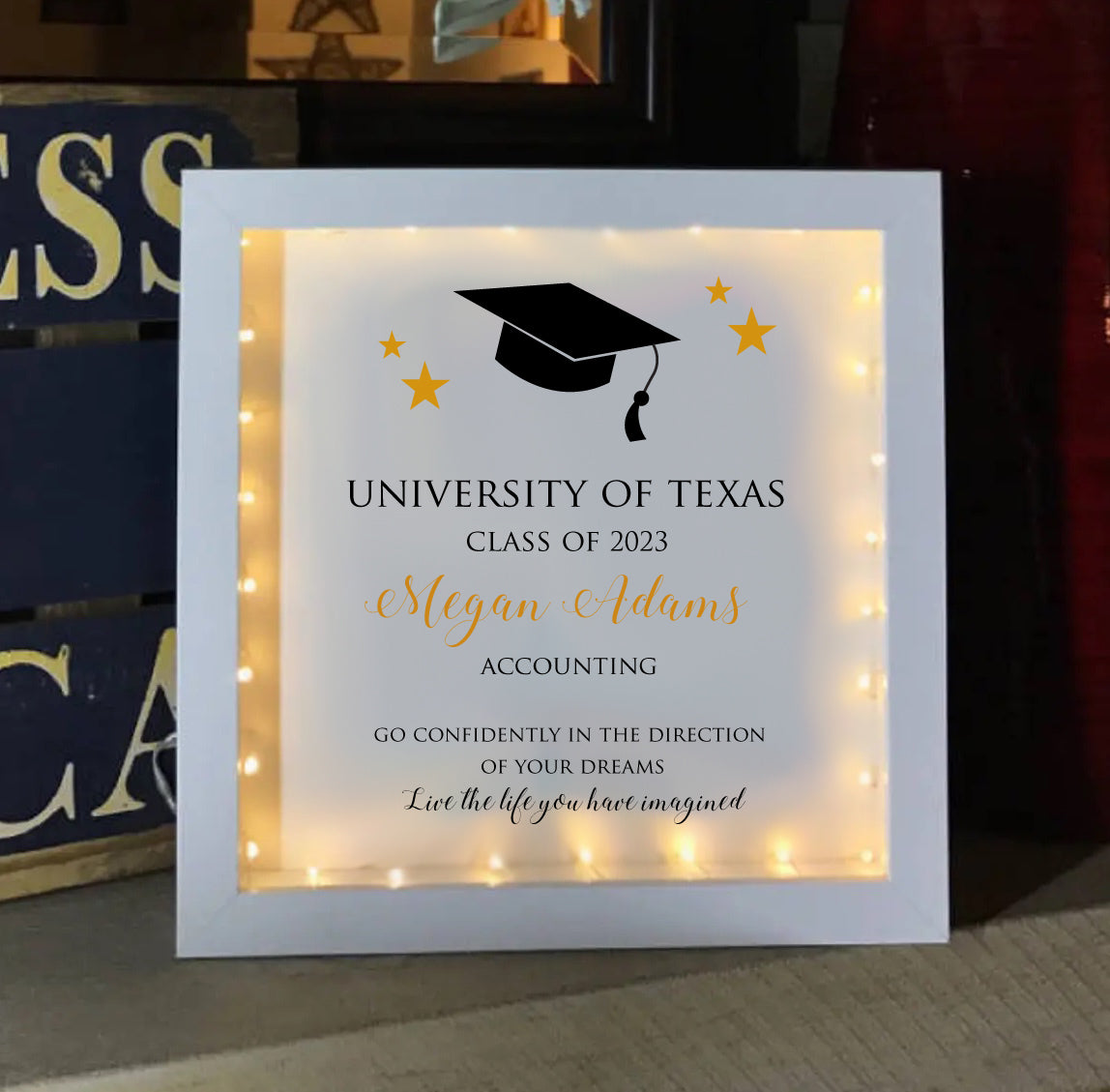 Personalized Graduation Gift Lighted Shadow Box