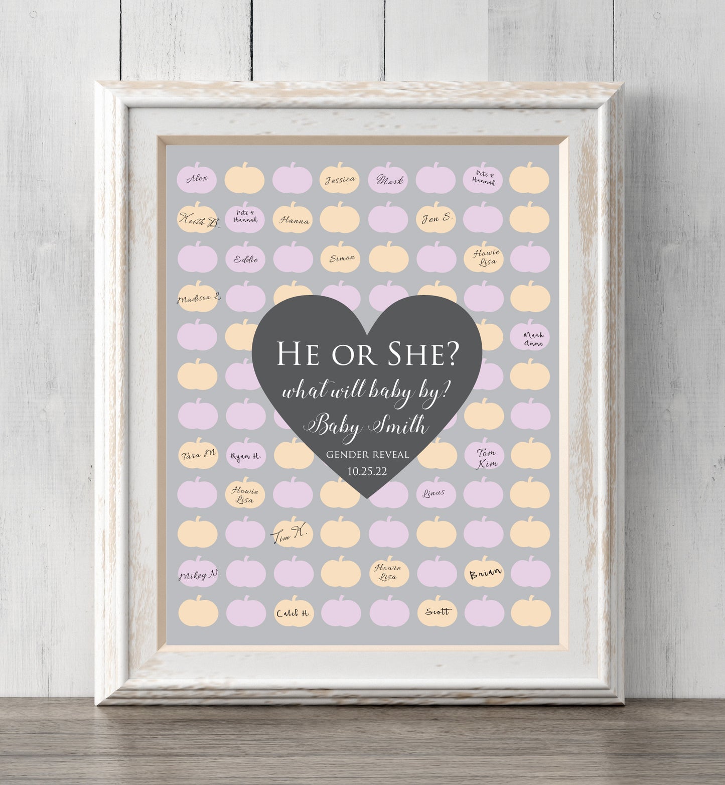 Fall Gender Reveal Idea. Guest Book or Guess Gender. 8x10. Can personalize text and colors. Print for your guests to sign or guess the gender. Prints BUY 2 GET 1 FREE!