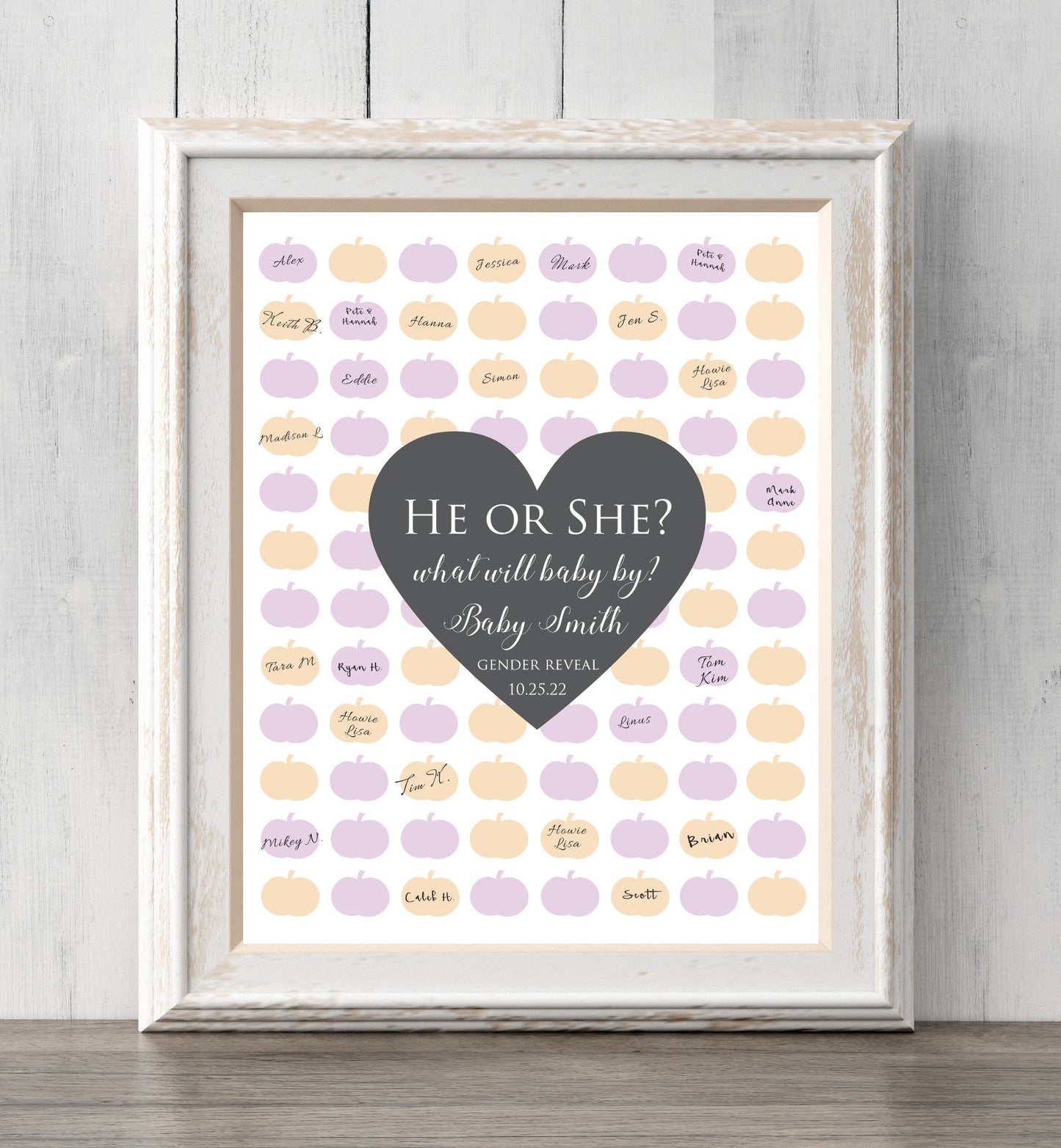 Fall Gender Reveal Idea. Guest Book or Guess Gender. 8x10. Can personalize text and colors. Print for your guests to sign or guess the gender. Prints BUY 2 GET 1 FREE!