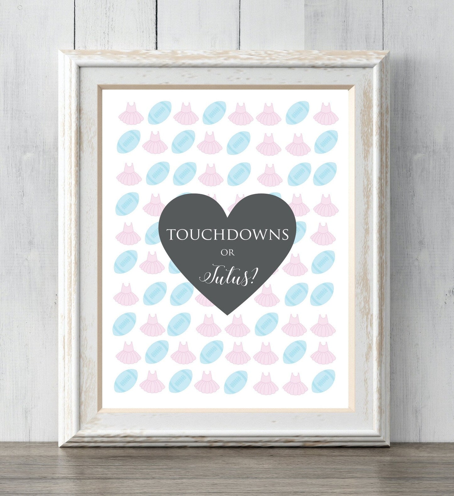 Personalized Gender Reveal Party Idea. Touchdowns or Tutus? Personalized Print for your guests to sign or guess the gender. Prints BUY 2 GET 1 FREE!