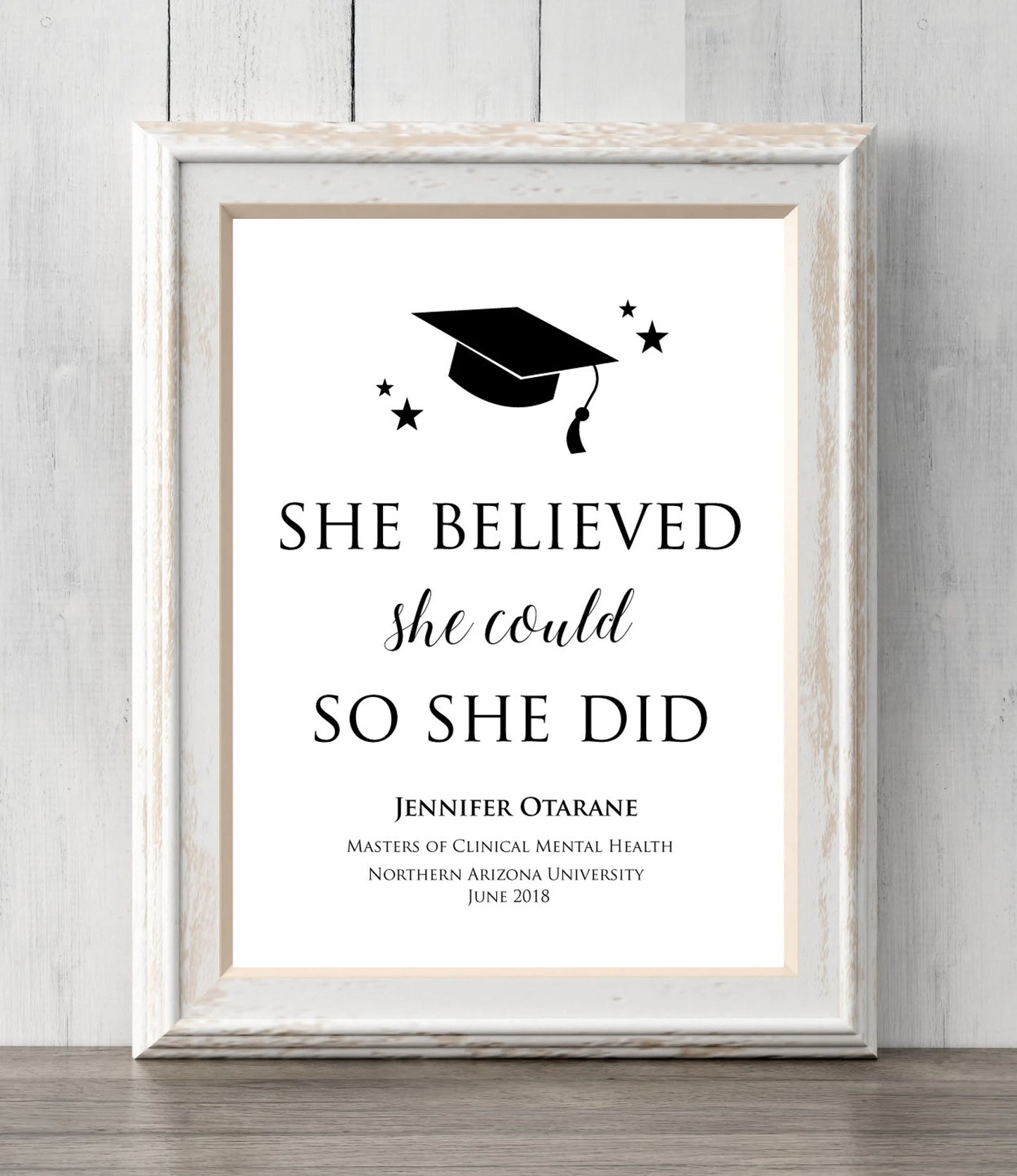 Graduation Gift for Her Print. Custom Colors and Text. She believed she could so she did. College. High School. All Prints BUY 2 GET 1 FREE!