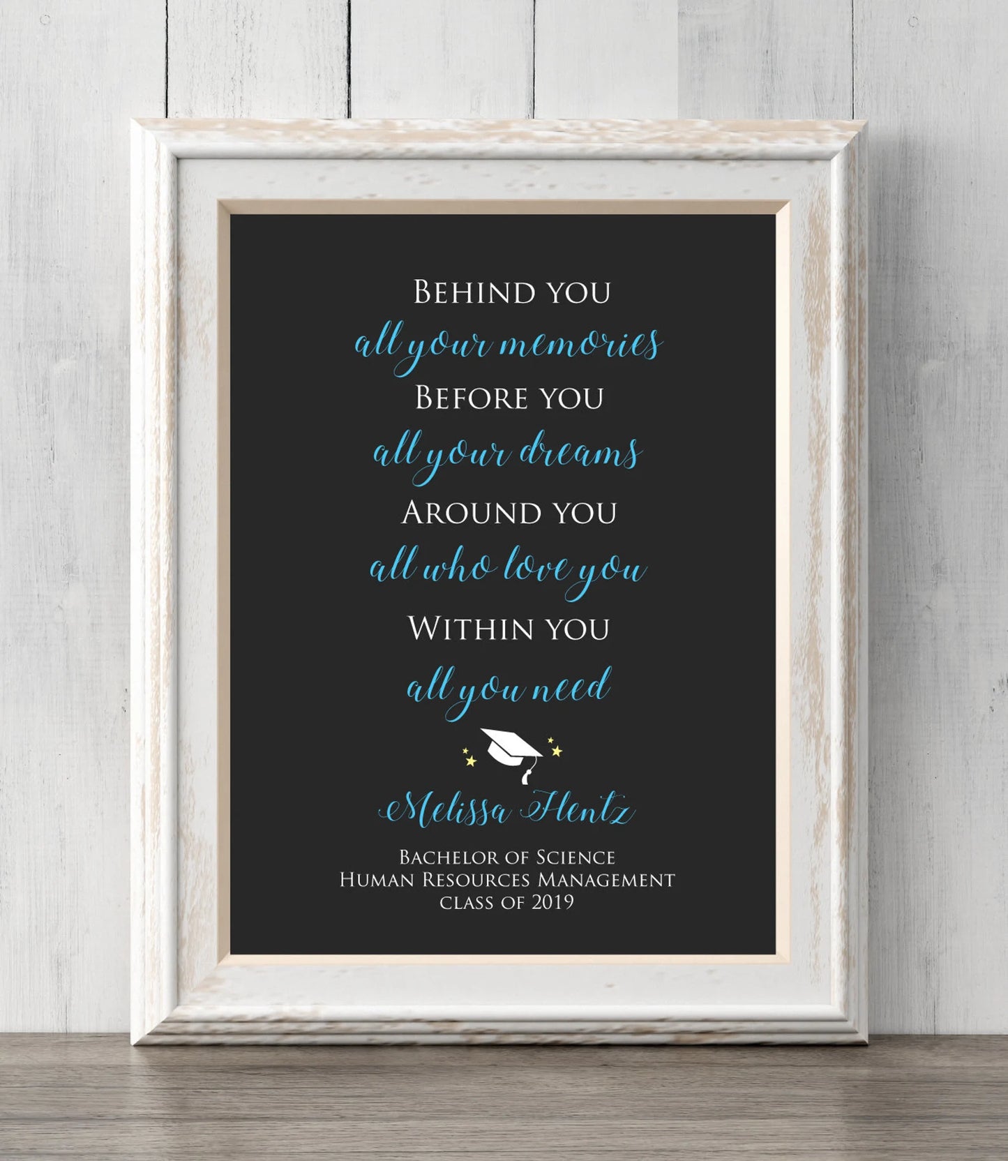 Graduation Gift Print. Personalized. Behind you all your memories. Before you all your dreams. Custom Colors and Text. BUY 2 GET 1 FREE!