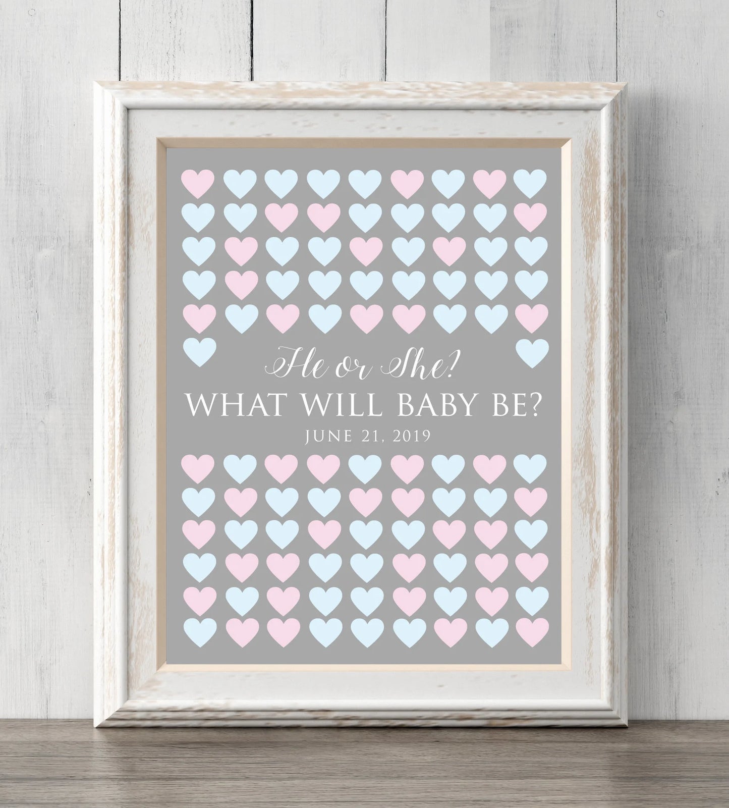 Gender reveal guest book guess print. 8x10. Sign or guess the gender. He or she. Personalize text, colors. Prints BUY 2 GET 1 FREE!