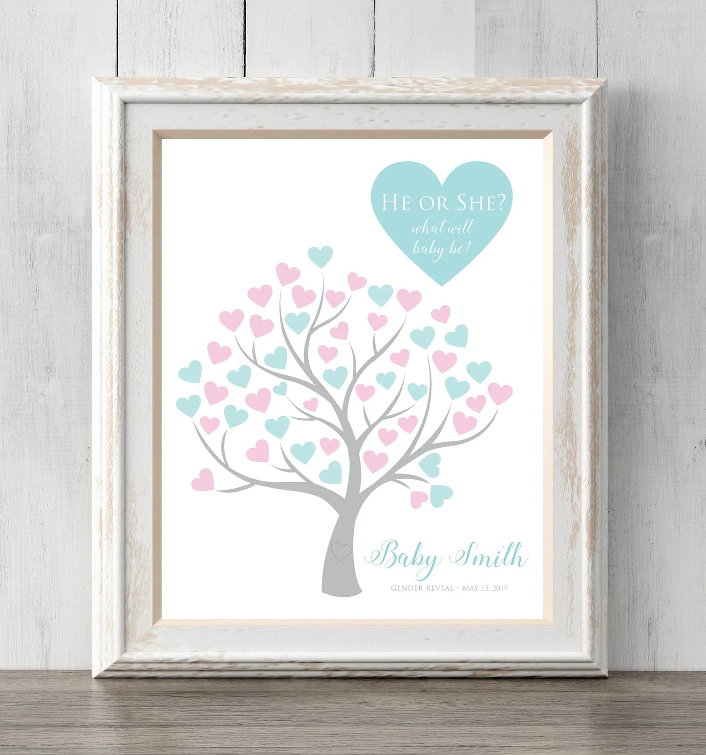 Gender Reveal Idea Guest Book Print. 8x10. He or she what will baby be. Personalize text and colors. Prints BUY 2 GET 1 FREE!