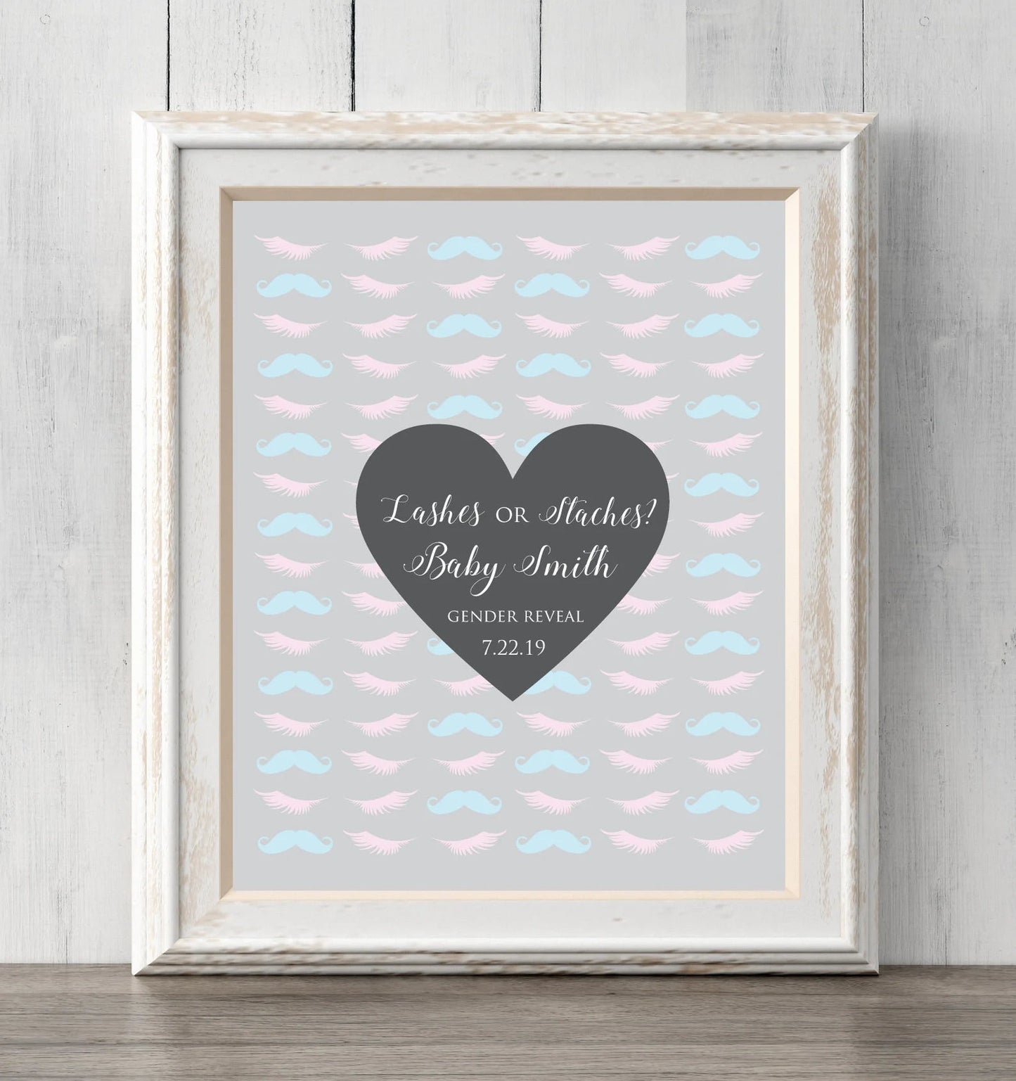 Gender Reveal Idea Lashes or Staches? 8x10. Guest Book Print. Personalize text and colors. Sign or guess the gender. Prints BUY 2 GET 1 FREE!