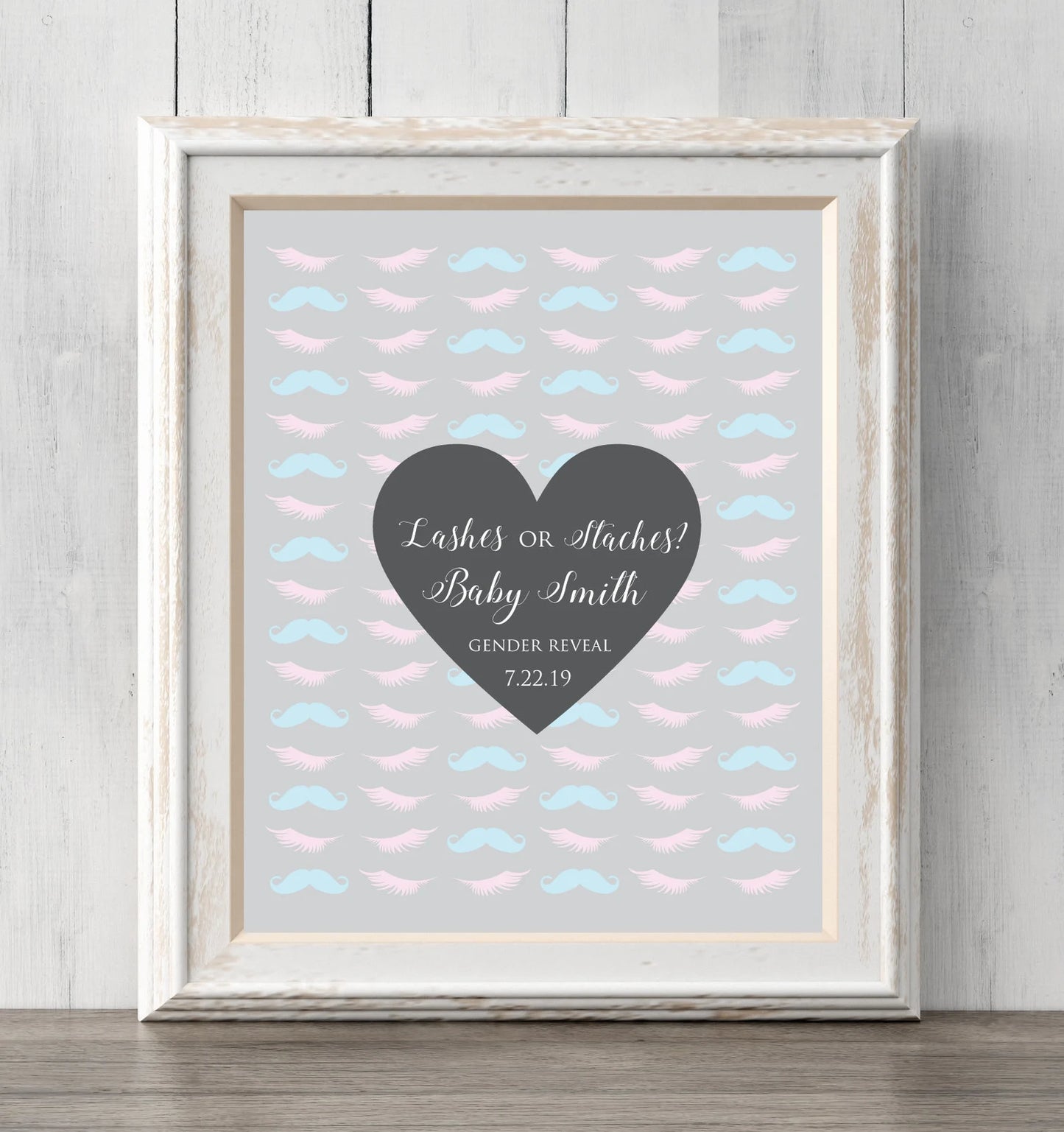 Gender Reveal Idea Lashes or Staches? 8x10. Guest Book Print. Personalize text and colors. Sign or guess the gender. Prints BUY 2 GET 1 FREE!