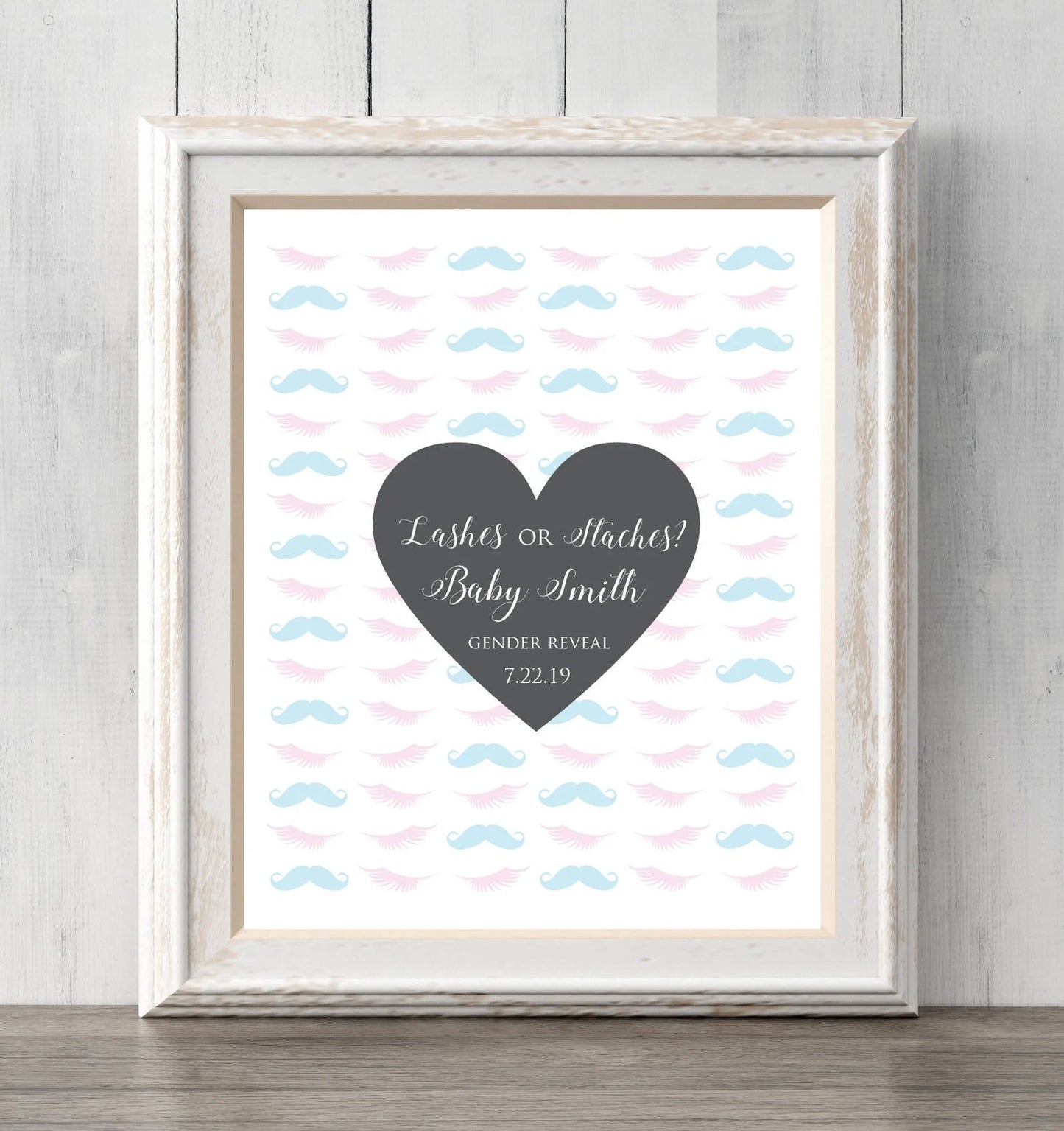 Gender Reveal Idea Lashes or Staches? 8x10. Guest Book Print. Personalize text and colors. Sign or guess the gender. Prints BUY 2 GET 1 FREE!