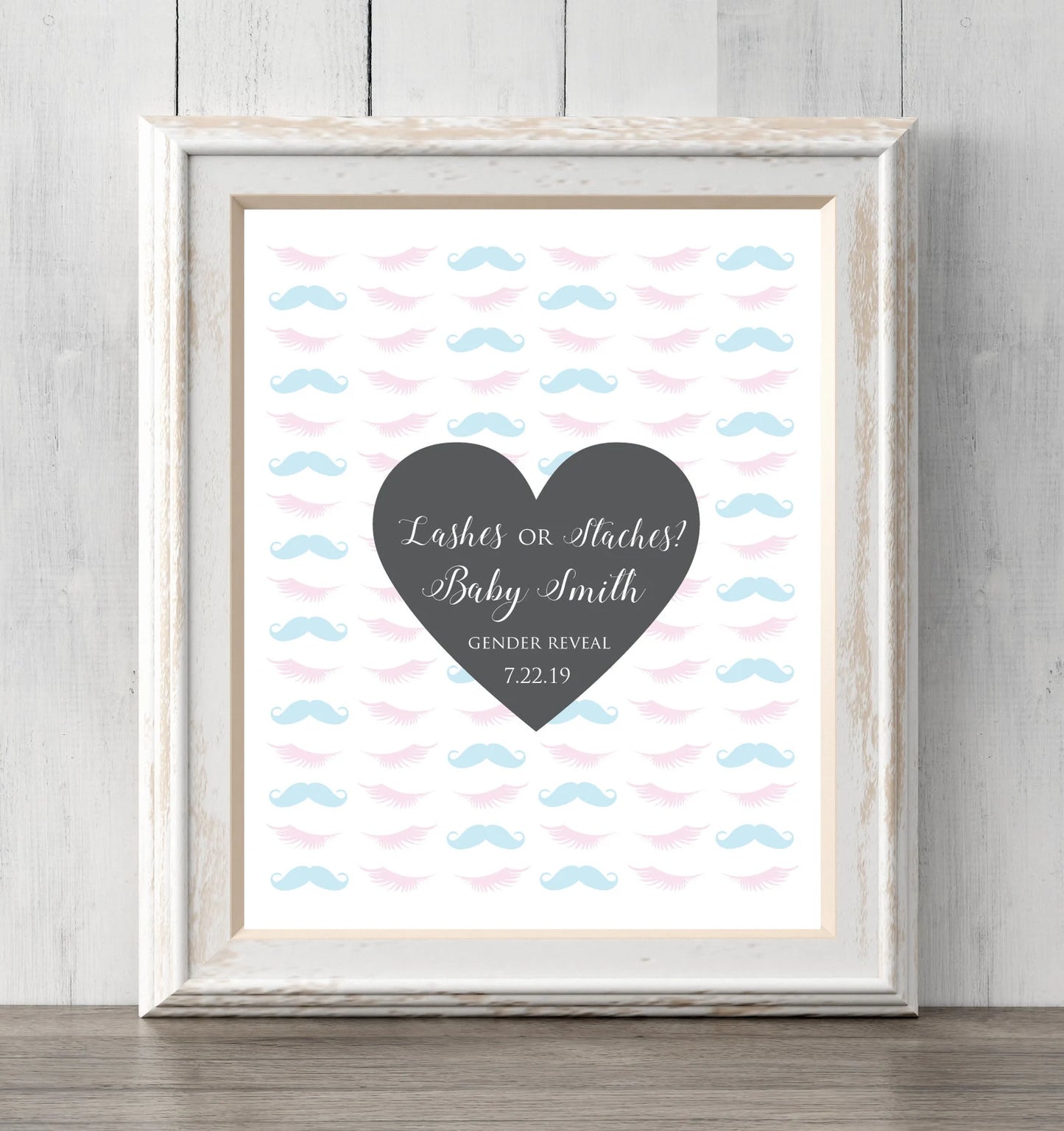Gender Reveal Idea Lashes or Staches? 8x10. Guest Book Print. Personalize text and colors. Sign or guess the gender. Prints BUY 2 GET 1 FREE!