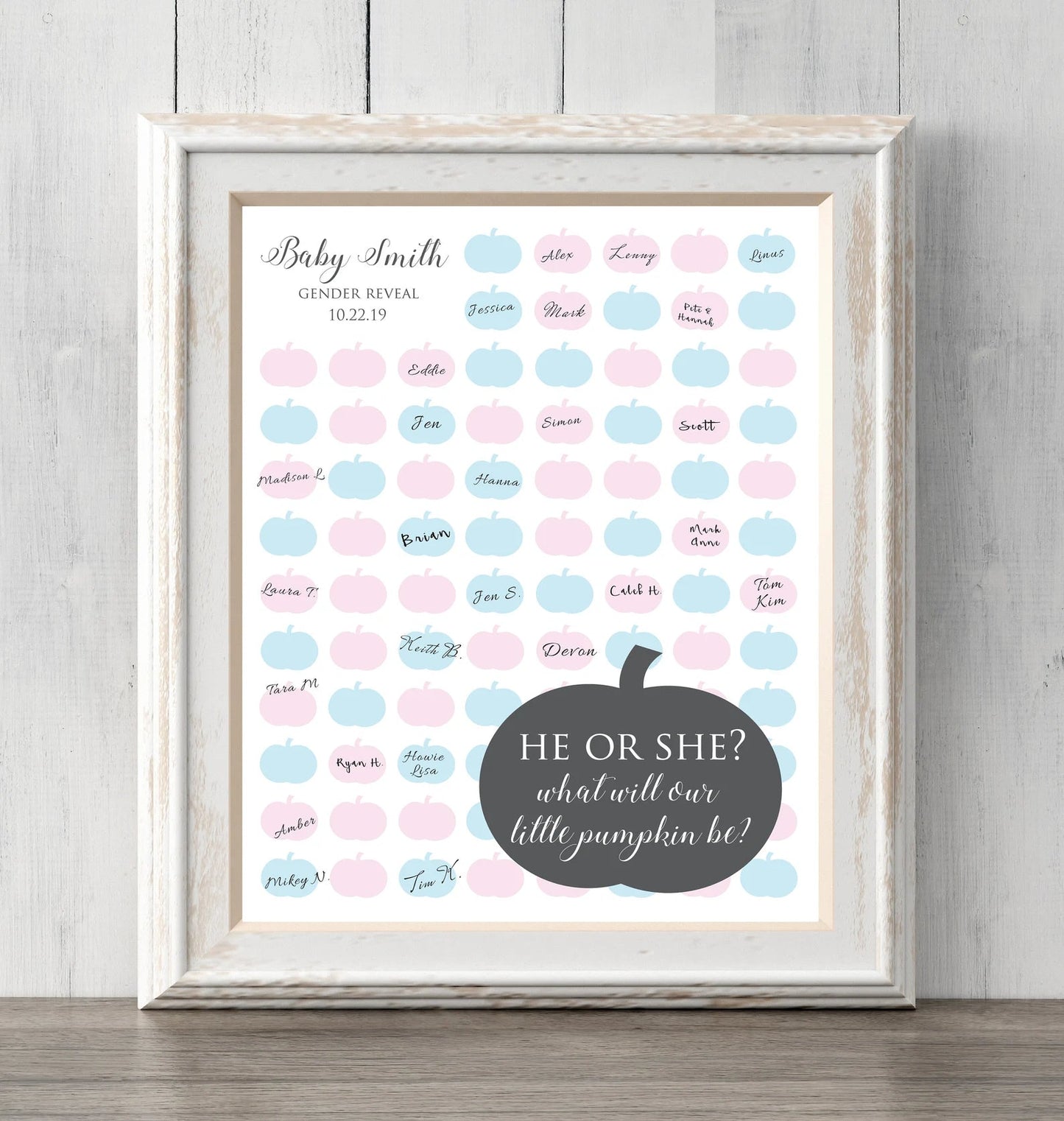 Fall Gender Reveal Guess Sign. Pumpkin Guest Book or Guess Gender. 8x10. Can personalize text and colors. Print for your guests to sign or guess the gender. Prints BUY 2 GET 1 FREE!