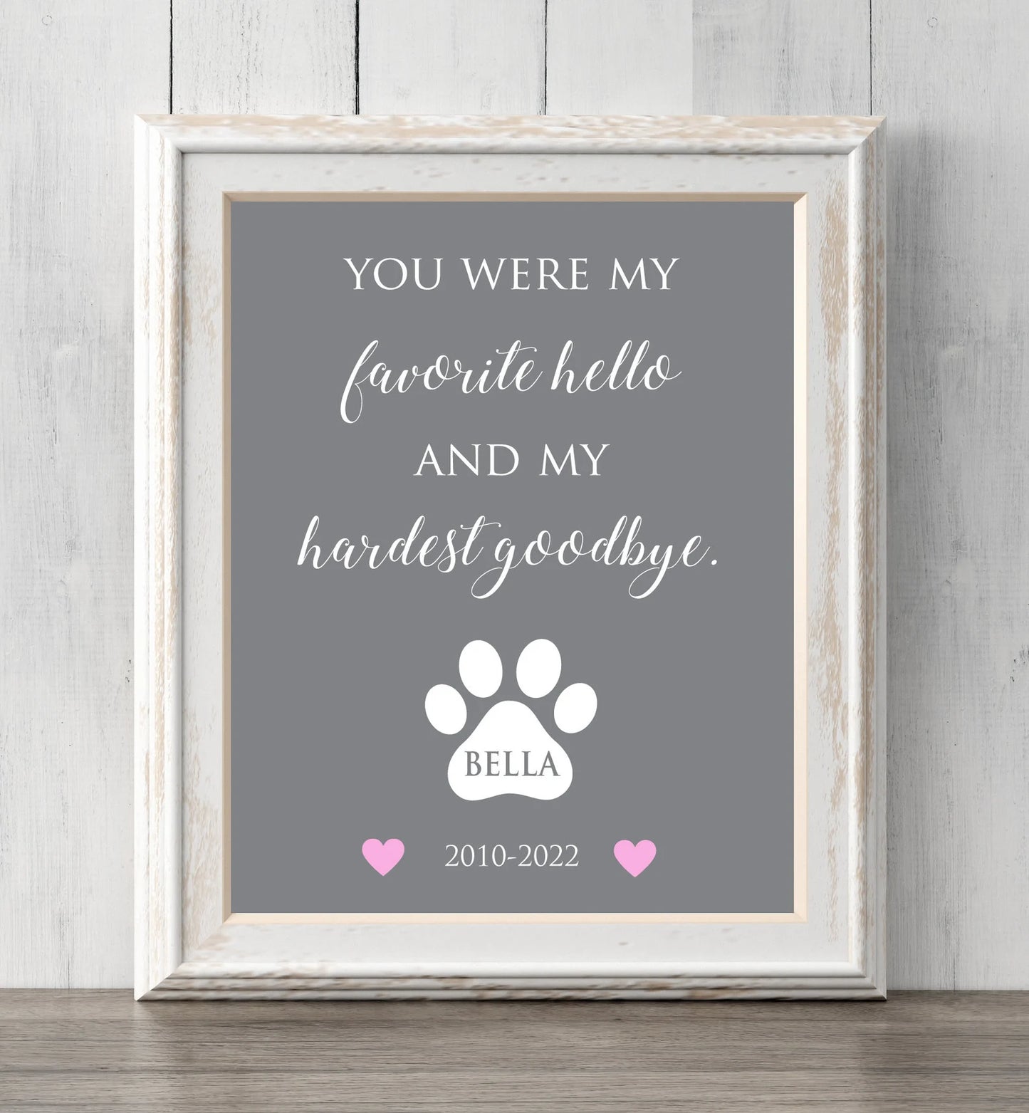 Loss of Dog Memorial Print. 8x10. Loss of pet. You were my favorite hello and my hardest goodbye. All Prints BUY 2 GET 1 FREE!
