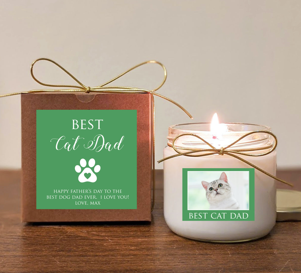 Cat Dad Father's Day Gift Candle. Cat Dad, Dog Grandpa. Can add photo. You pick text and colors.
