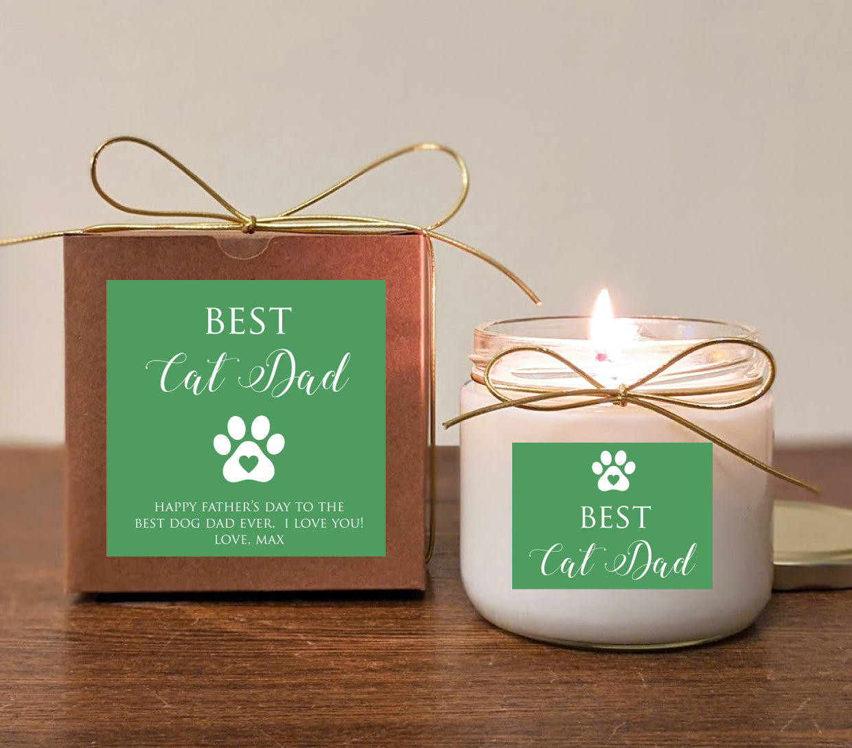 Cat Dad Father's Day Gift Candle. Cat Dad, Dog Grandpa. Can add photo. You pick text and colors.