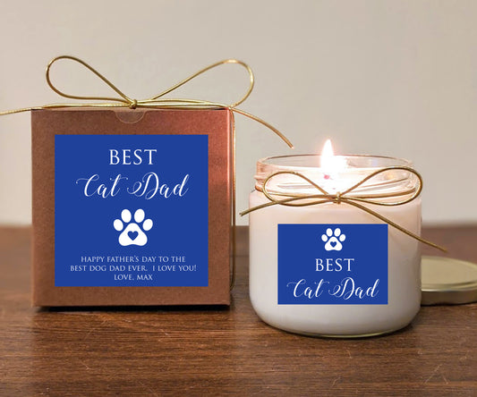 Cat Dad Father's Day Gift Candle. Cat Dad, Dog Grandpa. Can add photo. You pick text and colors.