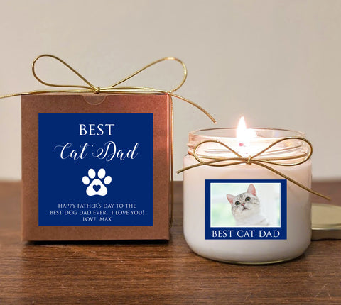 Cat Dad Father's Day Gift Candle. Cat Dad, Dog Grandpa. Can add photo. You pick text and colors.