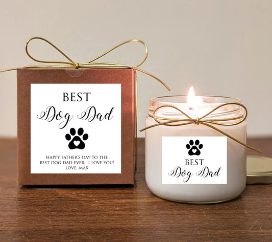 Dog Dad Father's Day Gift Candle. Cat Dad, Dog Grandpa. Can add photo. You pick text and colors.