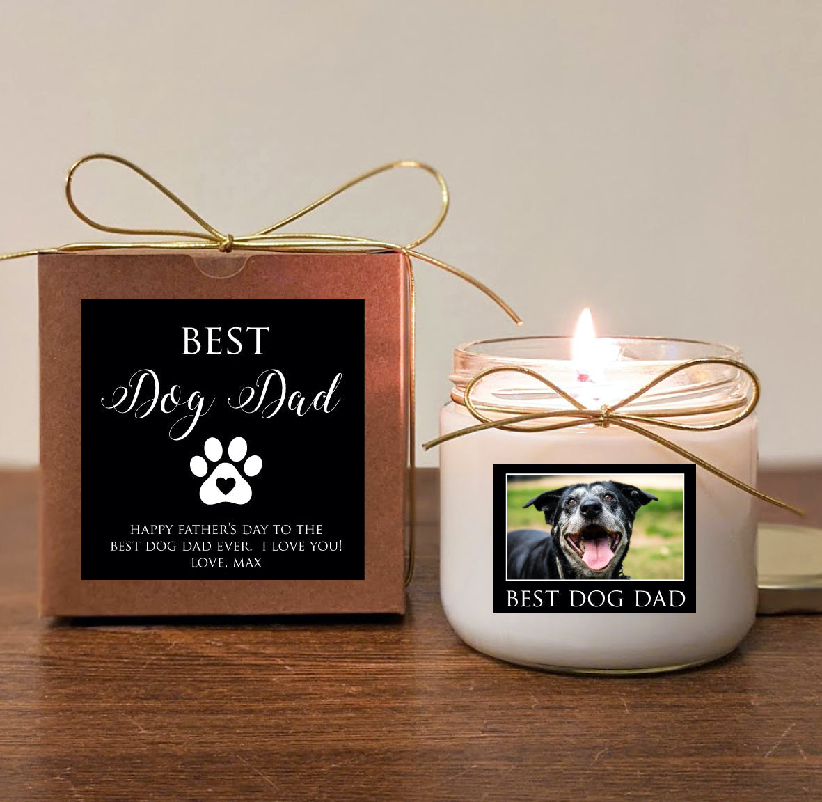 Dog Dad Father's Day Gift Candle. Cat Dad, Dog Grandpa. Can add photo. You pick text and colors.