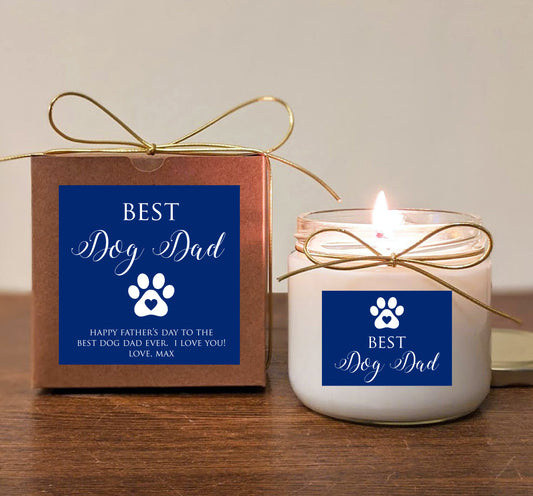Dog Dad  Father's Day Gift Candle. Cat Dad, Dog Grandpa. Can add photo. You pick text and colors.