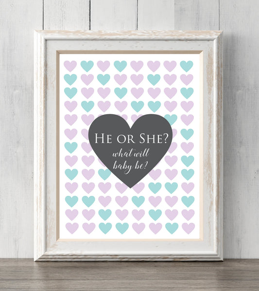 Gender reveal guest book print. 8x10. Can personalize text and colors. Print for your guests to sign or guess the gender. Prints BUY 2 GET 1 FREE!