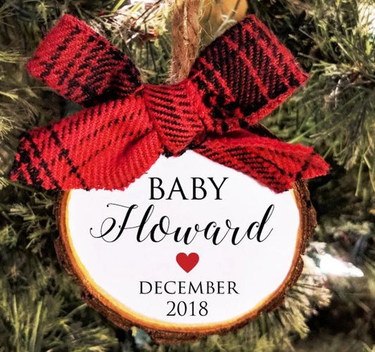 Pregnancy Announcement Christmas Ornament. Personalized With Any Text. All Ornaments buy 2 get 1 FREE.
