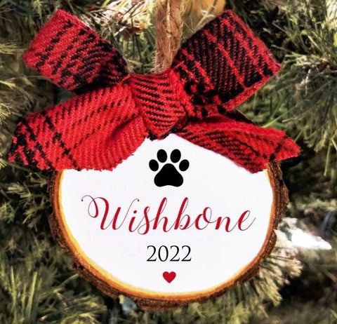 Dog Christmas Ornament with Name and Date. Personalized Pet Christmas Ornament.