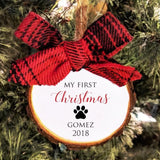 Personalized Dog Christmas Ornament with Name and Date. Dog's First Christmas.