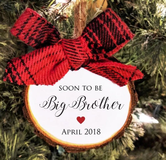 Soon to be Big Brother Ornament. Pregnancy Announcement. Custom colors and free personalization. All Ornaments buy 2 get 1 FREE.