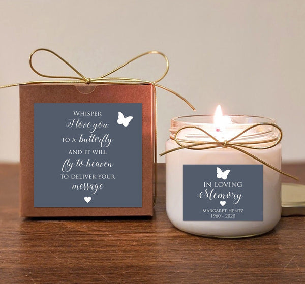Personalized Butterfly Memorial Gift Candle 12oz