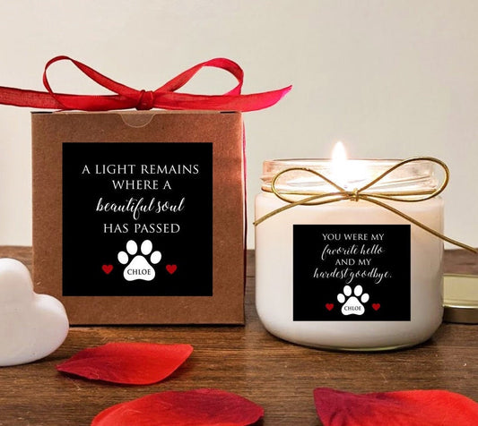 Loss of Dog Memorial Personalized Gift Candle 12oz