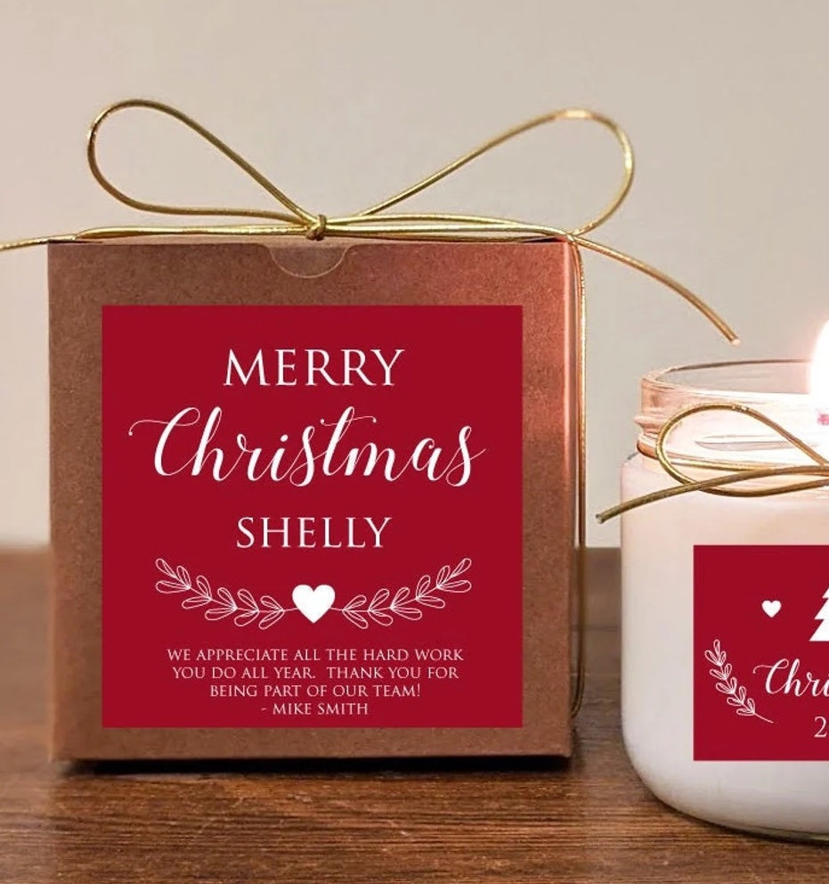 Christmas Gift for Employee. Personalized Candle. 12oz