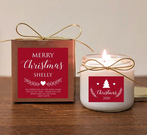Christmas Gift for Employee. Personalized Candle. 12oz