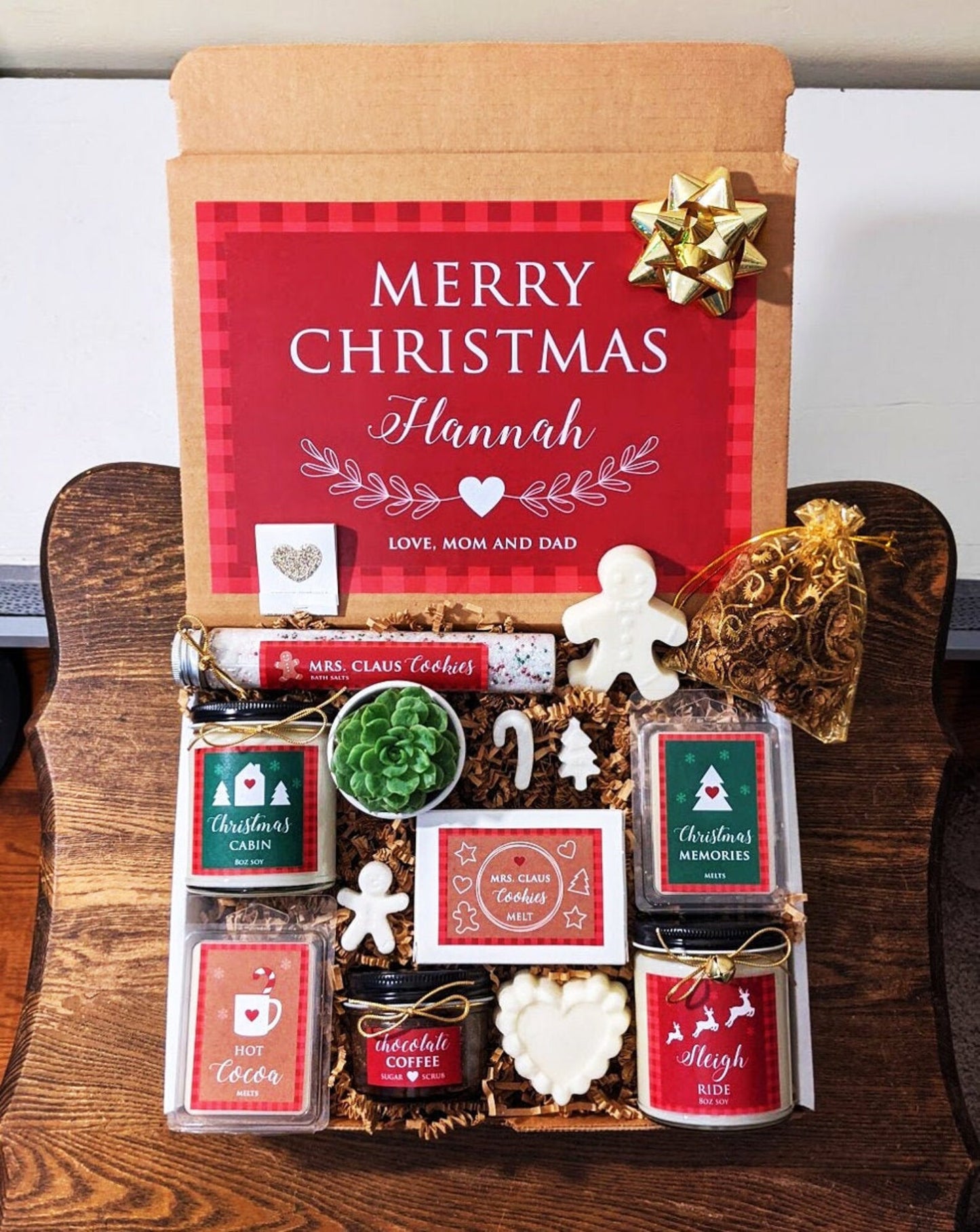 Christmas Gift Box. Personalized Gift with Candles, Melts and more.