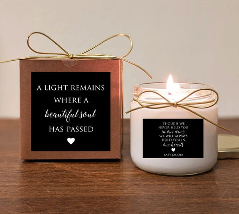 Miscarriage Gift Personalized Candle. 12oz Soy Vanilla.