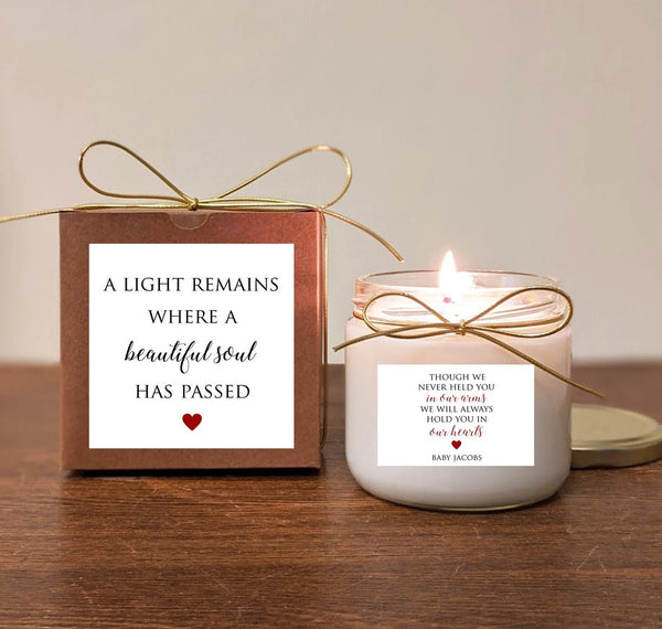 Personalized Miscarriage Gift Candle. 12oz Soy Vanilla.