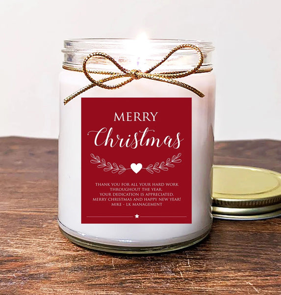 Personalized Christmas Gift for Employee Candle.