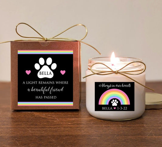 Rainbow Bridge Memorial Personalized Gift Candle 12oz
