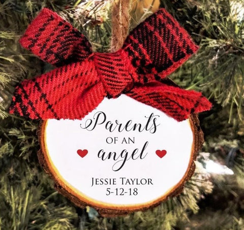 Miscarriage Christmas Ornament. Parents of an Angel. Loss of child. Custom colors free personalization. All Ornaments buy 2 get 1 FREE.