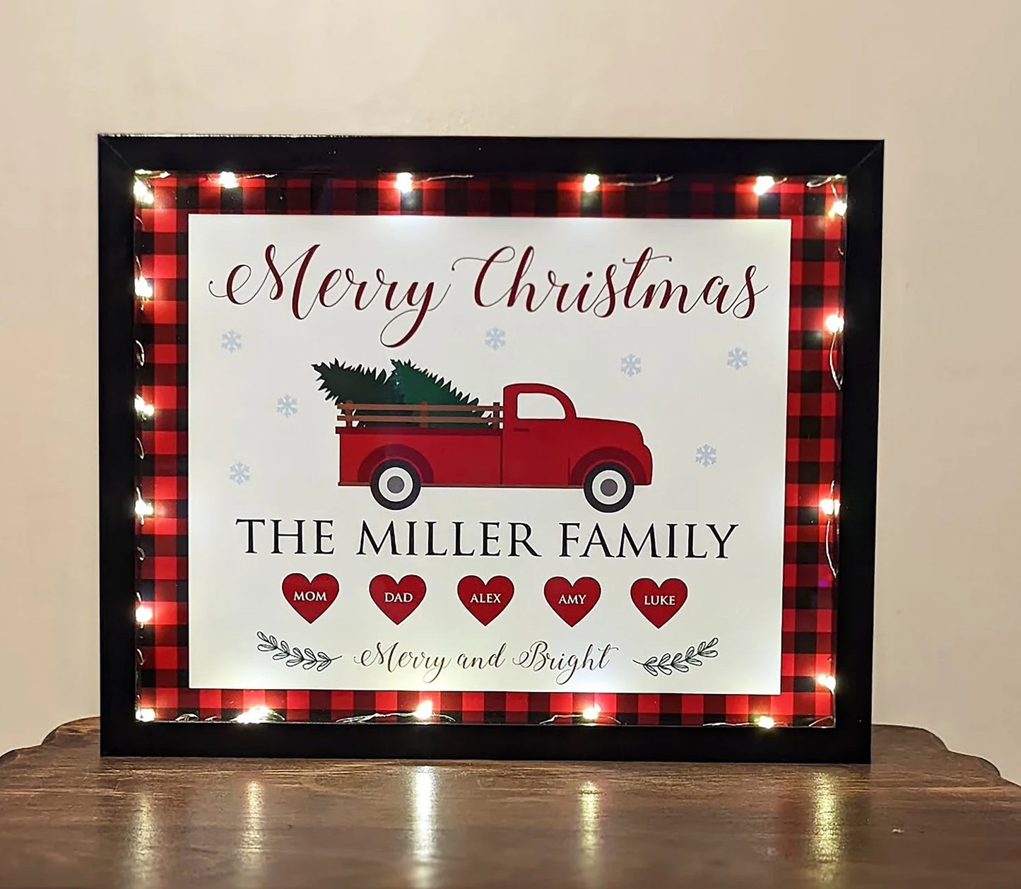 Christmas Gift for Family. Personalized  Lighted Shadow Box.