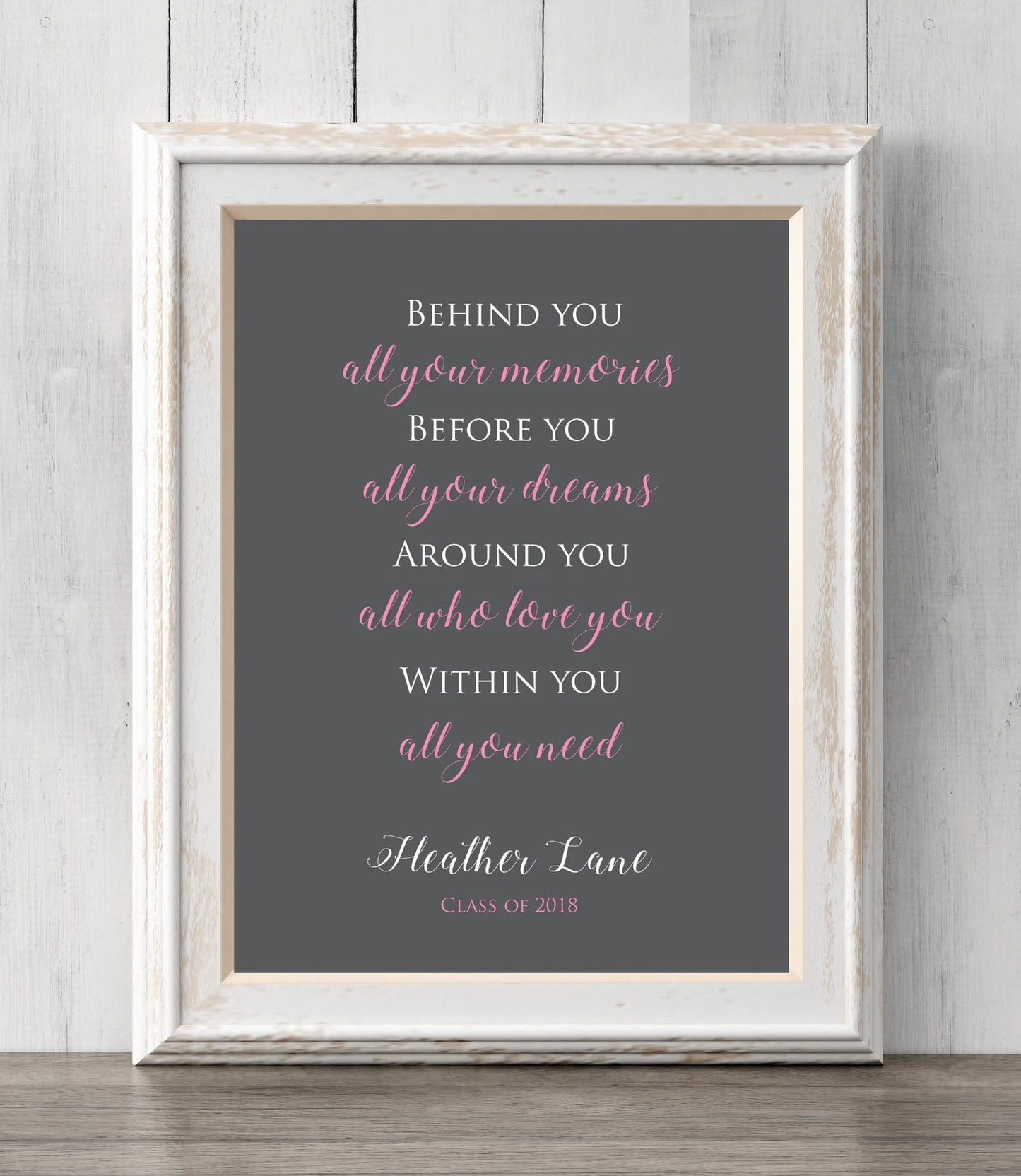 Graduation Gift Print. Personalized. Behind you all your memories. Before you all your dreams. Custom Colors and Text. BUY 2 GET 1 FREE!