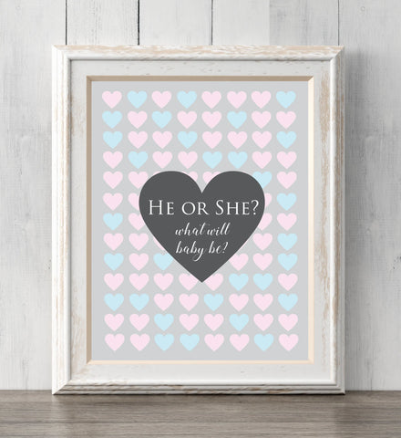 Gender reveal guest book print. 8x10. Can personalize text and colors. Print for your guests to sign or guess the gender. Prints BUY 2 GET 1 FREE!