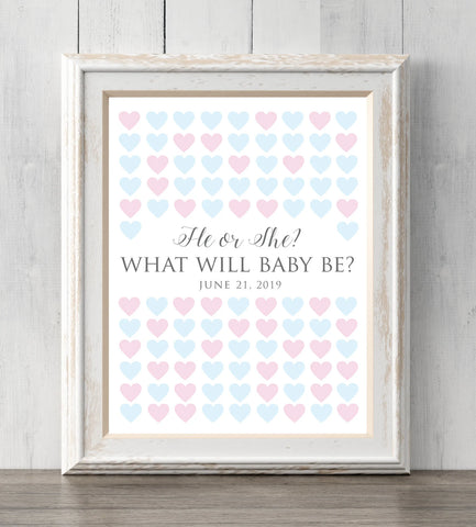 Gender Reveal Idea Guest Book Print. 8x10. Sign or guess the gender. Personalize text, colors. Prints BUY 2 GET 1 FREE!