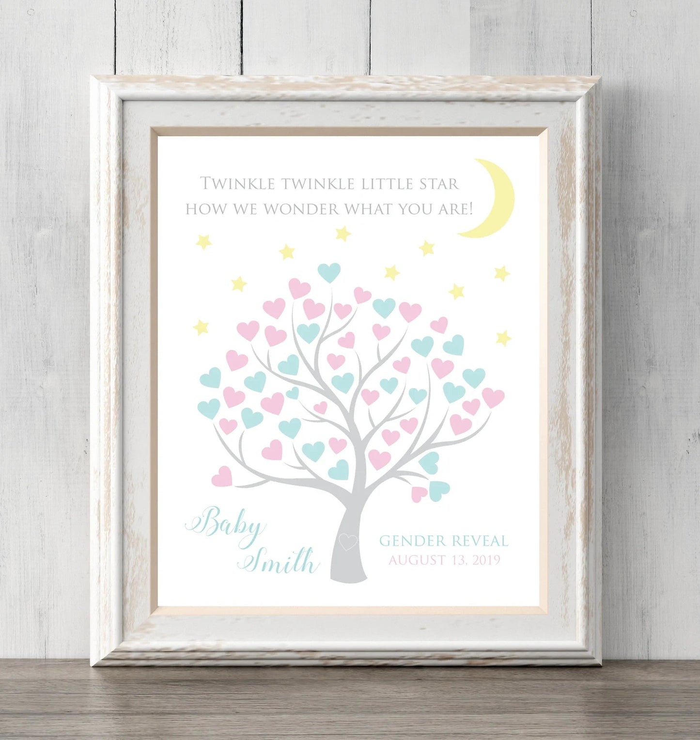 Gender reveal guest book print. 8x10. Twinkle Twinkle. Can personalize text and colors. Print for your guests to sign or guess the gender. Prints BUY 2 GET 1 FREE!
