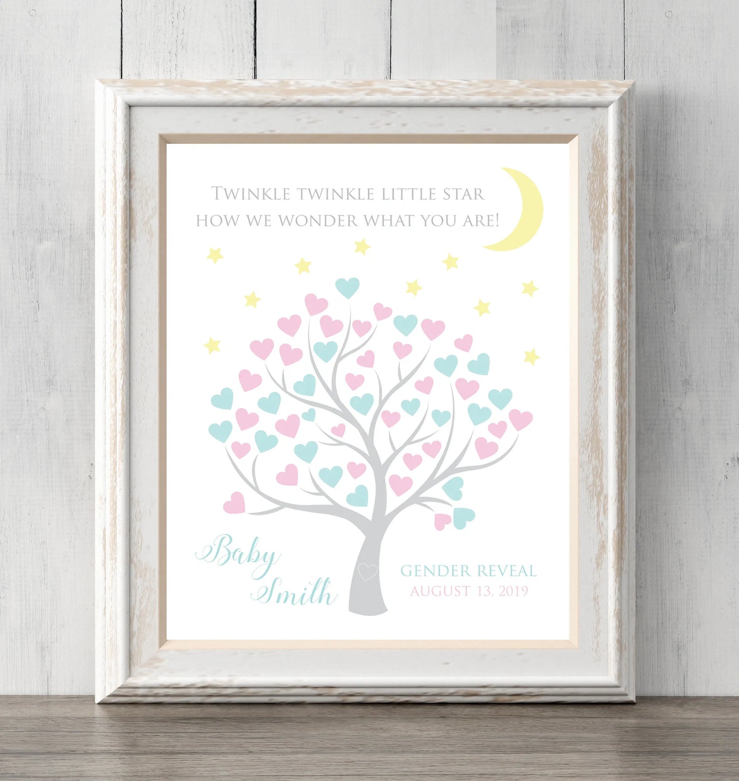 Gender reveal guest book print. 8x10. Twinkle Twinkle. Can personalize text and colors. Print for your guests to sign or guess the gender. Prints BUY 2 GET 1 FREE!