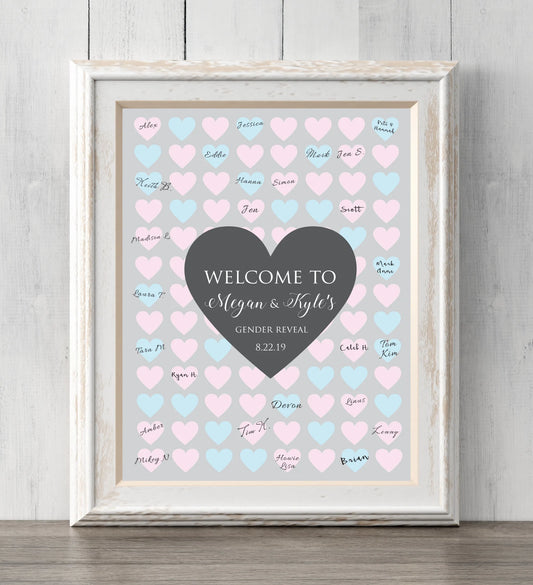 Gender reveal idea guest book welcome print. 8x10. Personalize text and colors. Sign or guess the gender. Prints BUY 2 GET 1 FREE!