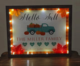 Hello Fall Sign. Personalized Fall Gift for Family. Lighted Shadow Box.