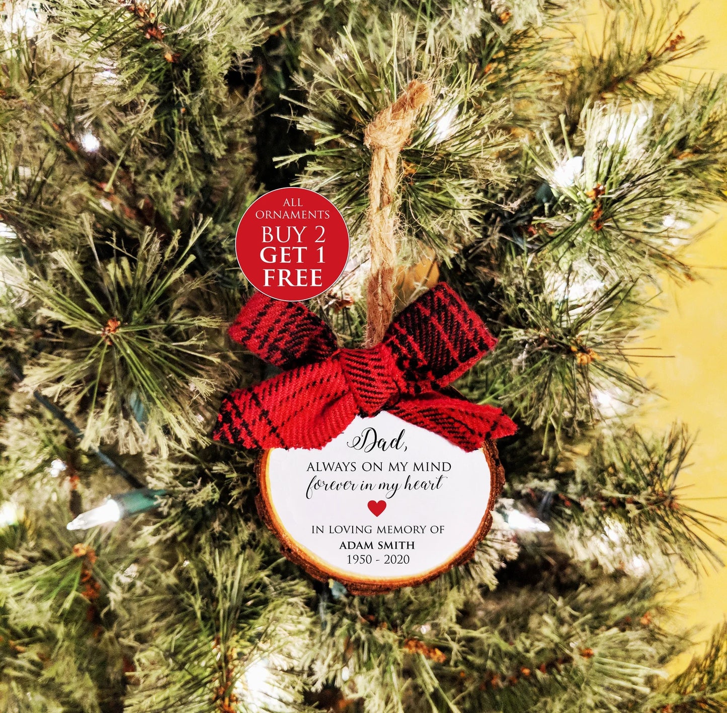 Memorial Gift Christmas Ornament. Loss of Parent. Personalize text and colors. Mom Dad. All Ornaments buy 2 get 1 FREE.