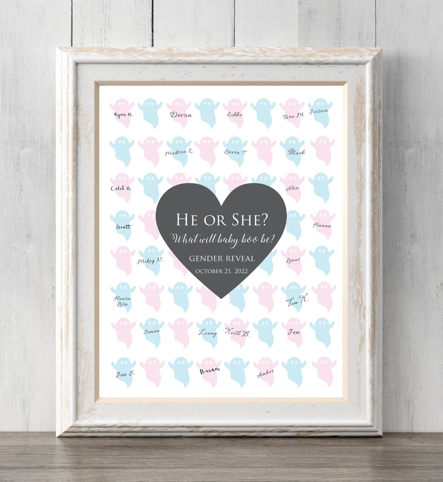 Halloween Gender Reveal Idea. Boo-y or Ghoul? Ghost Guest Book Print or Guess Gender. What Will Baby Boo Be?