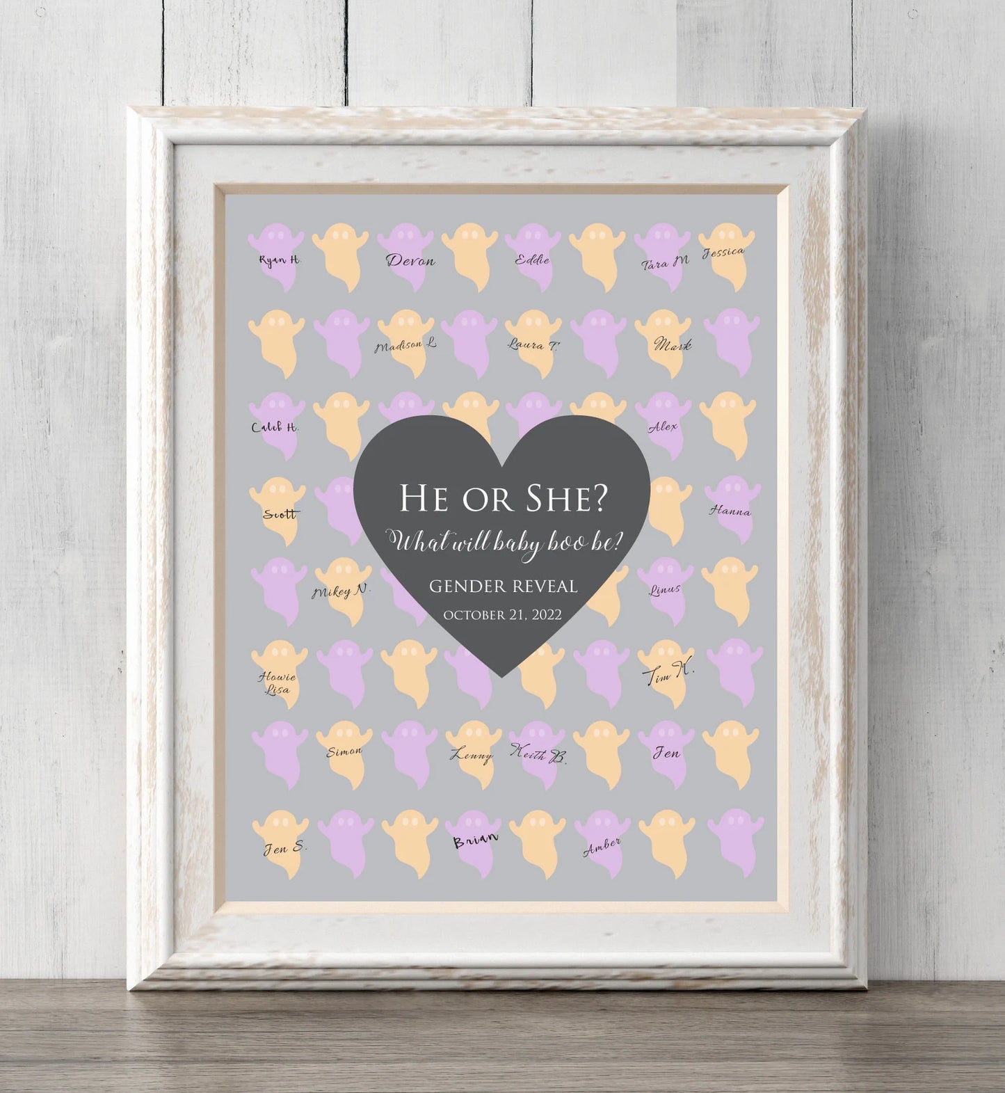 Halloween Gender Reveal Idea. Boo-y or Ghoul? Ghost Guest Book Print or Guess Gender. What Will Baby Boo Be?