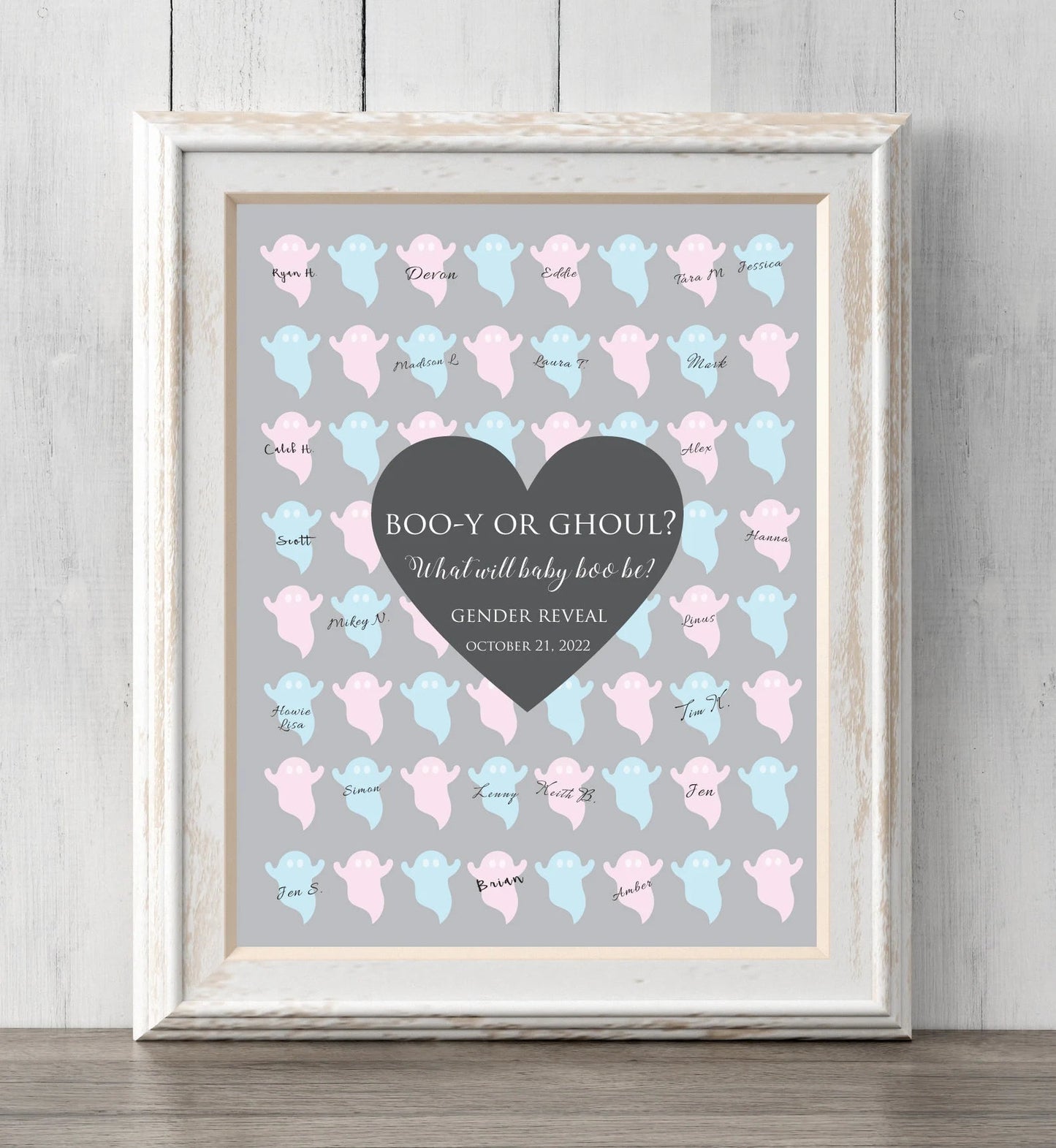 Halloween Gender Reveal Ghost Guest Book Print or Guess Gender. Boo-y or Ghoul? What Will Baby Boo Be?