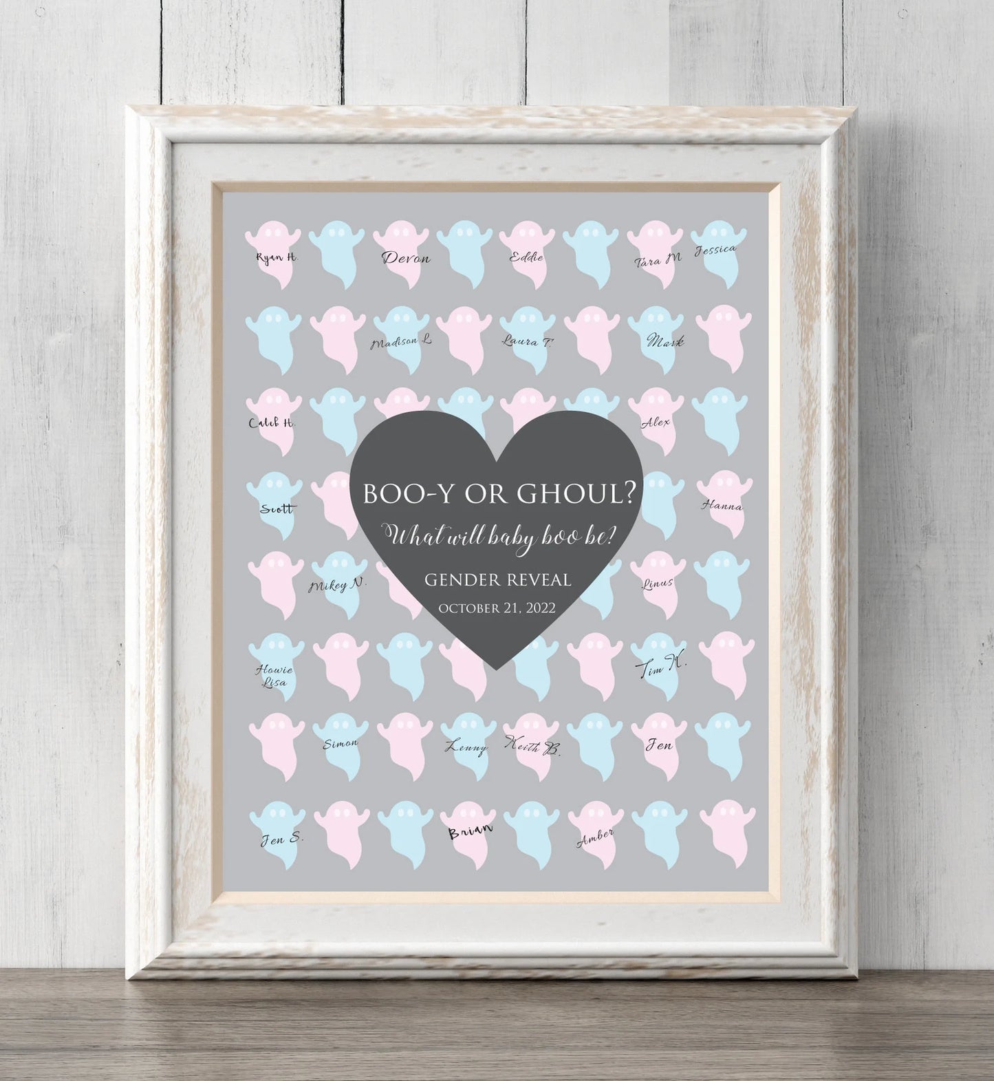 Halloween Gender Reveal Idea. Boo-y or Ghoul? Ghost Guest Book Print or Guess Gender. What Will Baby Boo Be?