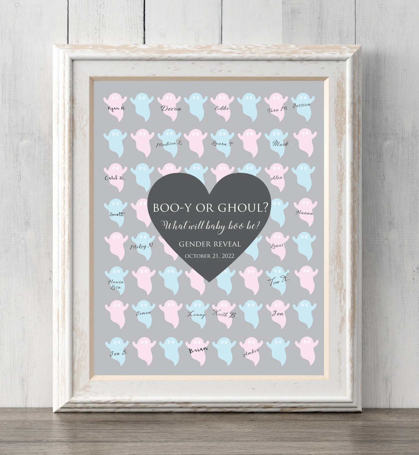 Halloween Gender Reveal Ghost Guest Book Print.  Guess Gender. Boo-y or Ghoul? What Will Baby Boo Be?